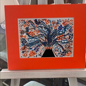 Vibrant Floral Art Print with Orange Border